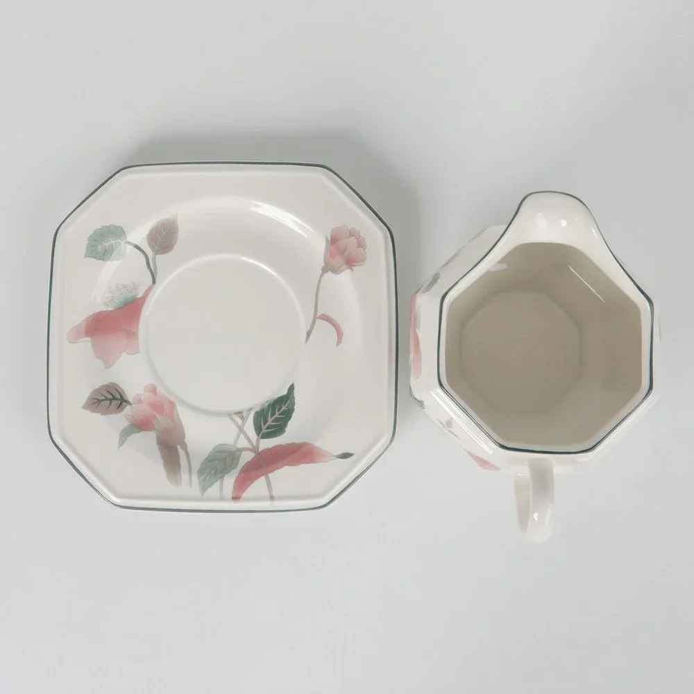 Mikasa Silk Flowers Round Gravy Boat & Underplate F3003